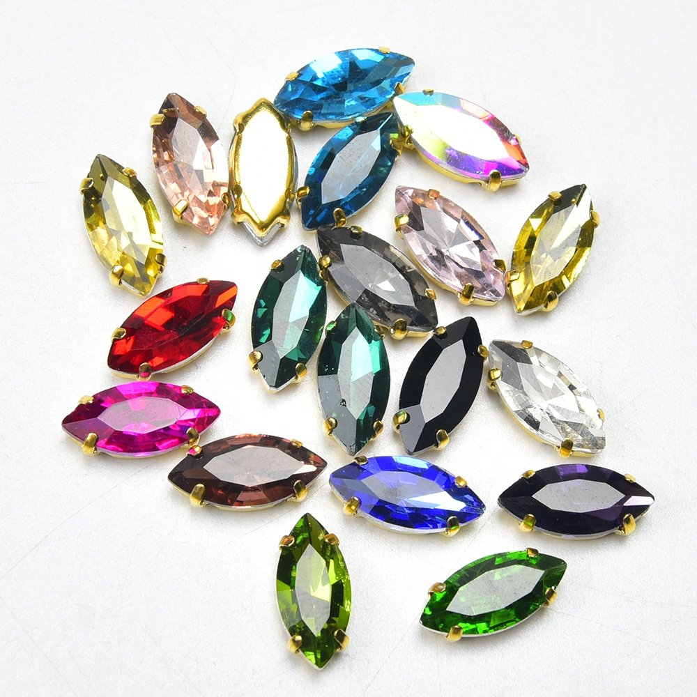 Horse Eye Glass Gold Claw Rhinestone Hand Sewing Crystal DIY Wedding Dress Clothing Decorative Accessories