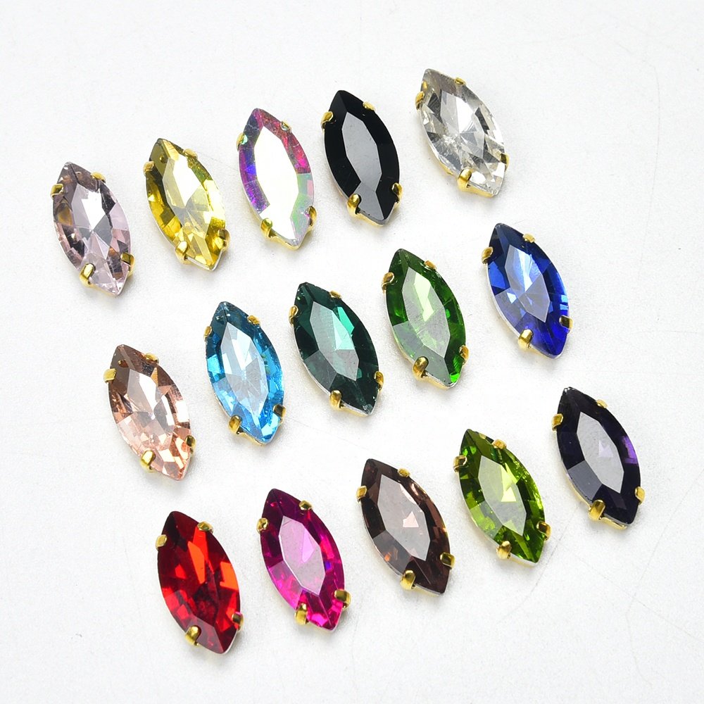 Horse Eye Glass Gold Claw Rhinestone Hand Sewing Crystal DIY Wedding Dress Clothing Decorative Accessories