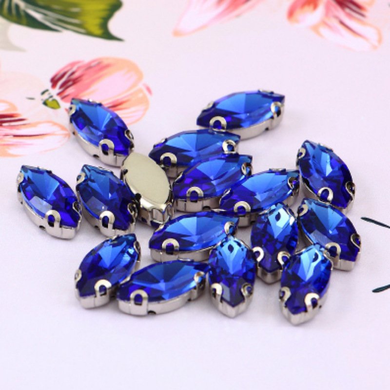 Factory wholesale 5*10mm 7*15mm horse eye multi shape Glass rhinestone with claw hand sewing glass rhinestones