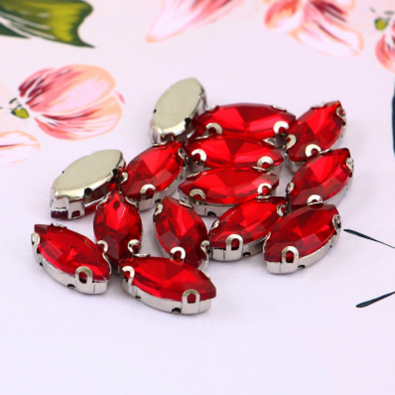 Factory wholesale 5*10mm 7*15mm horse eye multi shape Glass rhinestone with claw hand sewing glass rhinestones