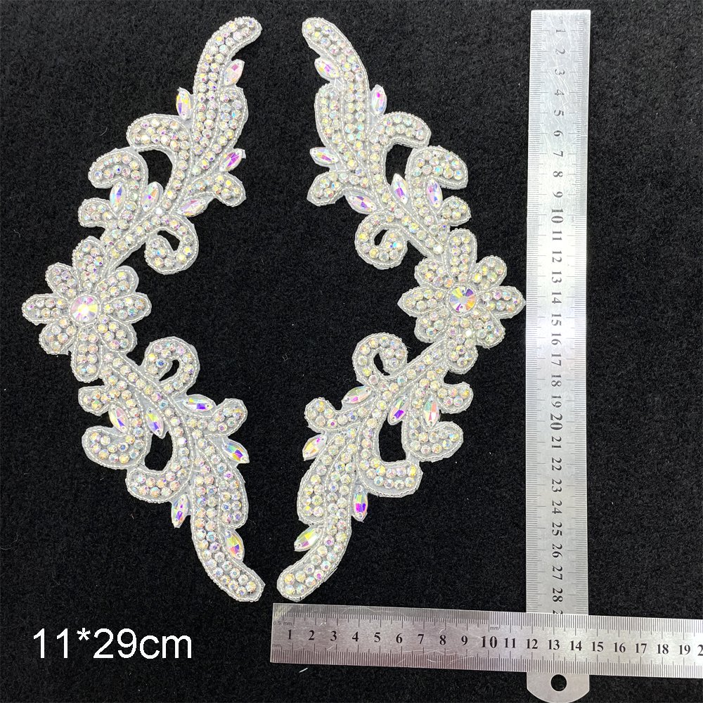 PE005 hot selling luxury AB color hot fix crystal patch rhinestone applique for dress