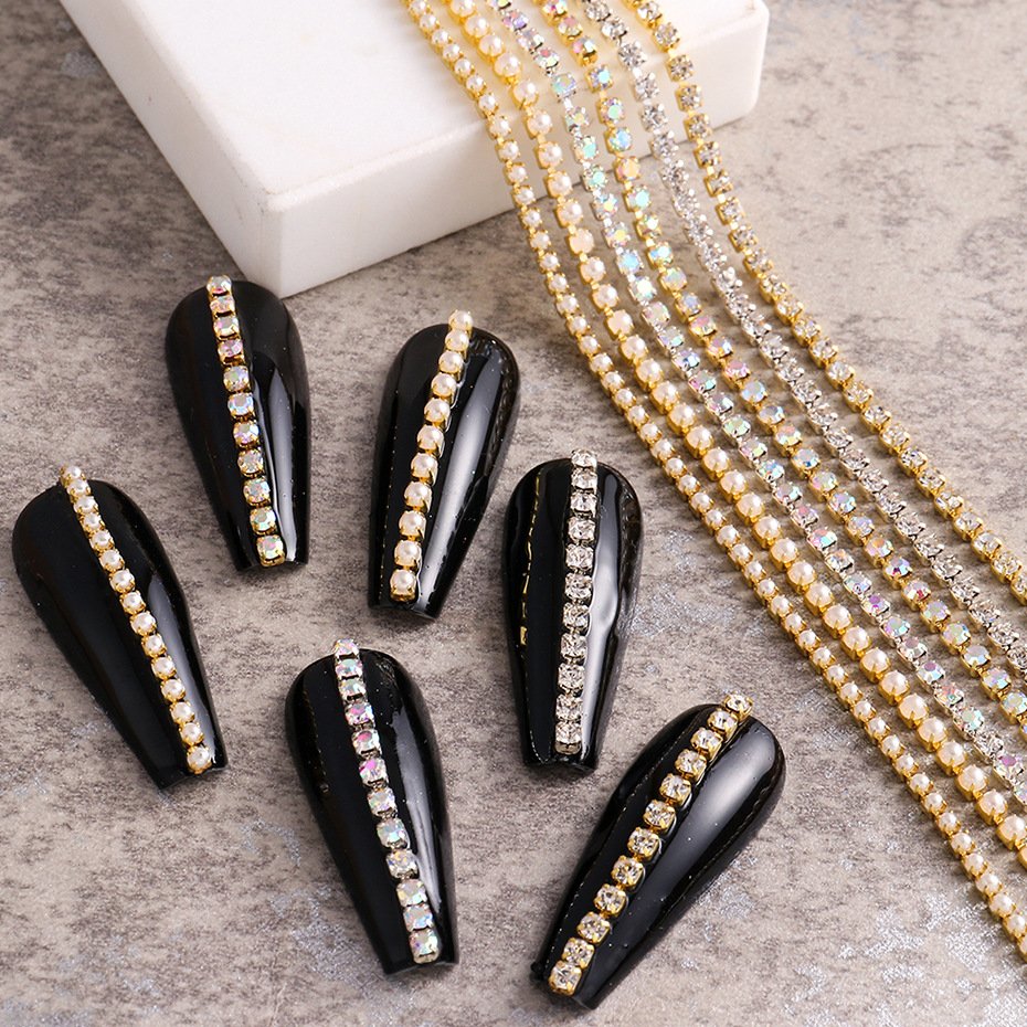 Wholesale Beauty Charms Nail Art Supplies Stones Decoration Luxury Jewelry Glass Diamond Crystal Nail Rhinestones Chain