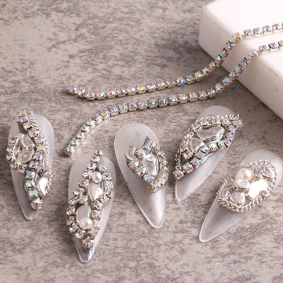 Wholesale Beauty Charms Nail Art Supplies Stones Decoration Luxury Jewelry Glass Diamond Crystal Nail Rhinestones Chain