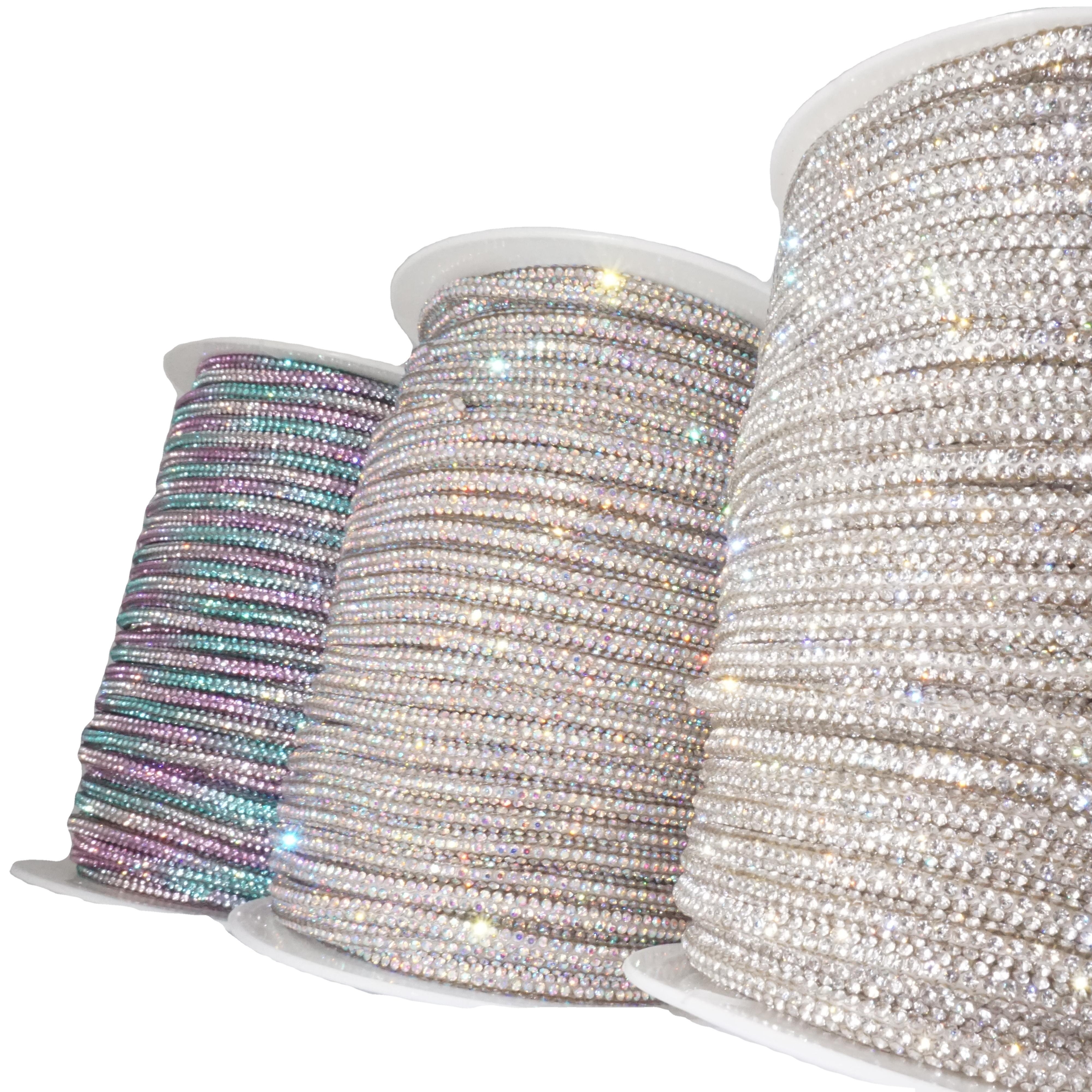 Water Rhinestone Rope Colorful Flash Round glitter Rope 4mm 6mm Crystal Decorative Shoe Lace diy cord