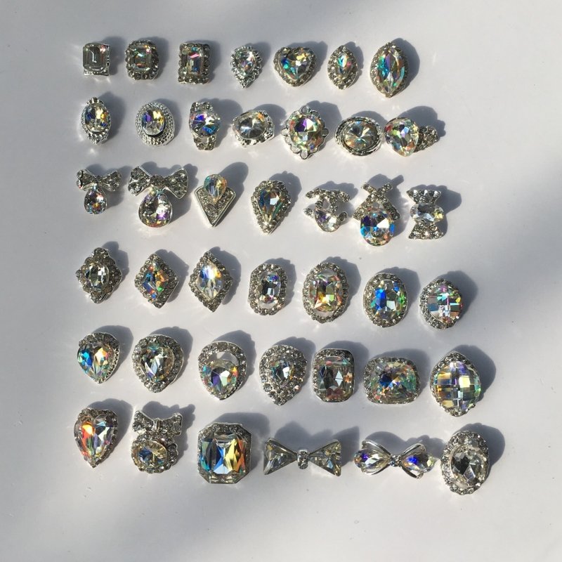 new arrival 41pcs Rhinestones for Nails Nail Diamonds Glass Crystal AB Metal Jewels Stones for 3D Nails Art Decoration