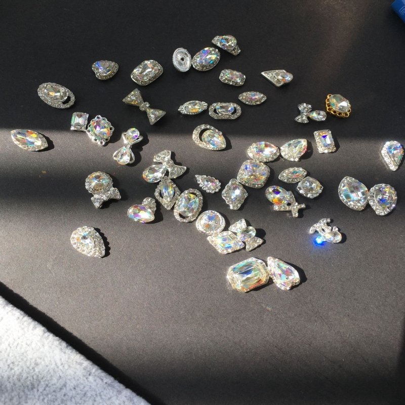 new arrival 41pcs Rhinestones for Nails Nail Diamonds Glass Crystal AB Metal Jewels Stones for 3D Nails Art Decoration