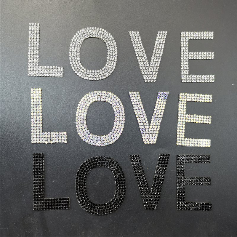 Hot Fix Rhinestones on Letters Patch for Clothing Badge Paste High-quality Glass Alphabet Letter Applique Iron Bag Packaging
