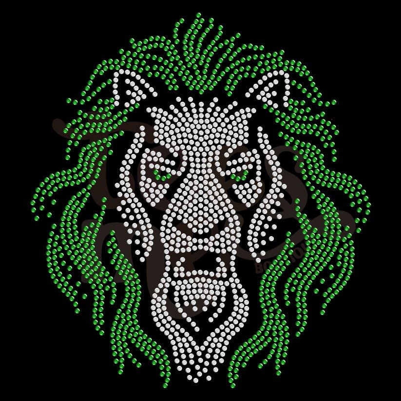 Hot fix iron on rhinestone lion transfer patches bling heat press crystal template motif custom design