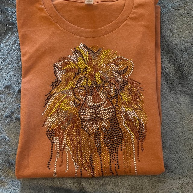 Hot fix iron on rhinestone lion transfer patches bling heat press crystal template motif custom design