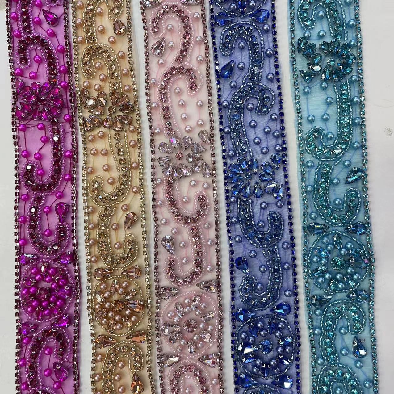 Exquisite high-quality rhinestone trim clothing accessories for wedding dress rhinestone lace trim