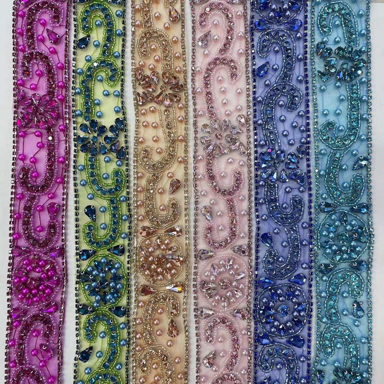 Exquisite high-quality rhinestone trim clothing accessories for wedding dress rhinestone lace trim