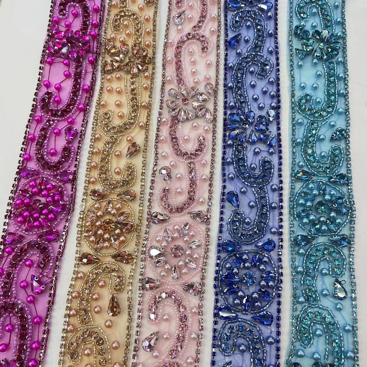 Exquisite high-quality rhinestone trim clothing accessories for wedding dress rhinestone lace trim