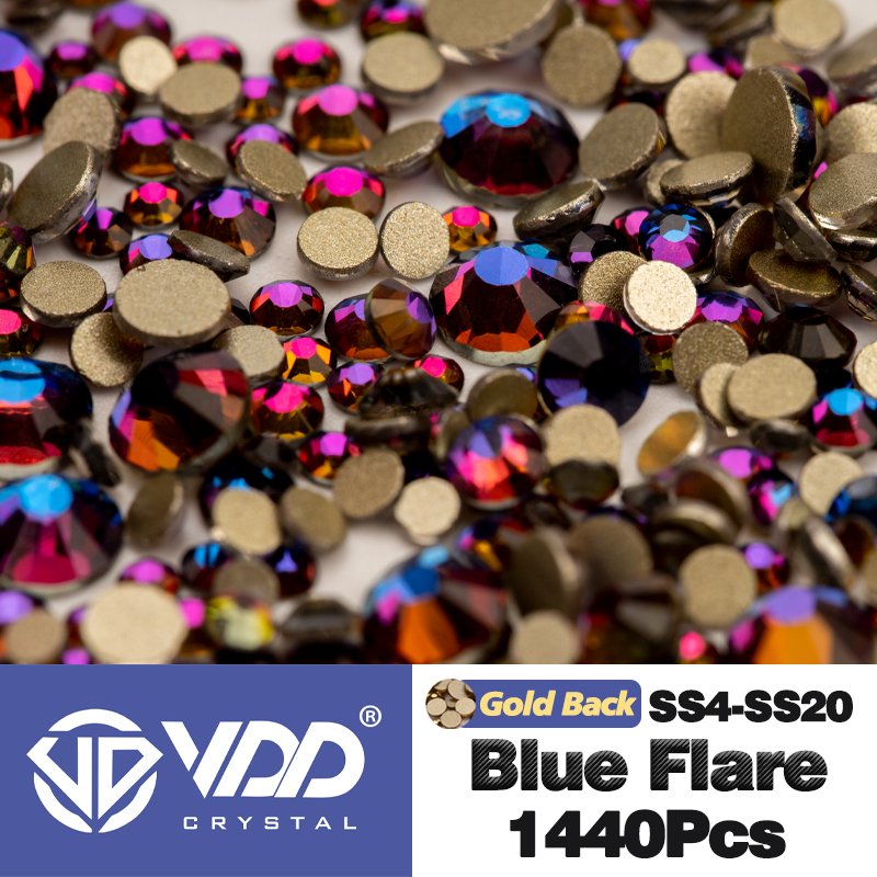 VDD 1440Pcs SS4-SS20 Mix Size Clear Crystal Non HotFix Gold Flat Back Rhinestones Decorations DIY Stones 3D Nail Art Accessories