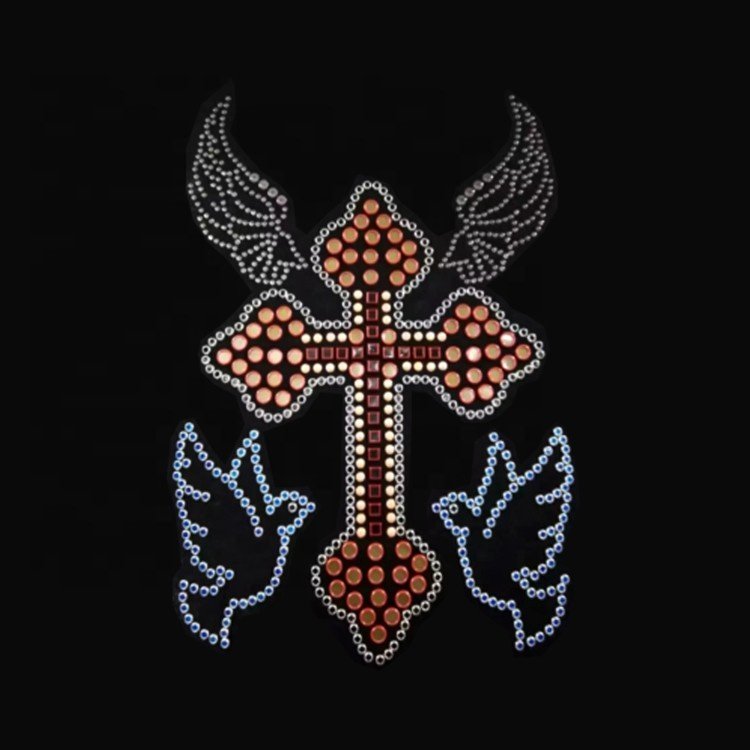 Fashion Custom Crystal Strass Hot Fix Motif Heat Transfer Rhinestone Iron Press Templates For Clothes
