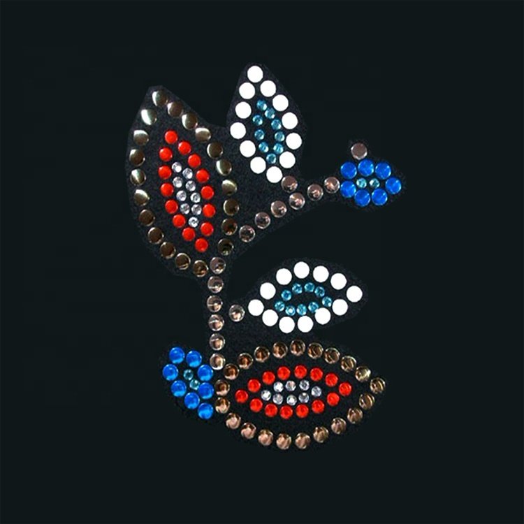 Fashion Custom Crystal Strass Hot Fix Motif Heat Transfer Rhinestone Iron Press Templates For Clothes