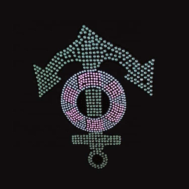Fashion Custom Crystal Strass Hot Fix Motif Heat Transfer Rhinestone Iron Press Templates For Clothes