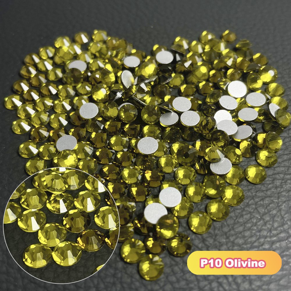 Wholesale SS3-SS30 Olivine Flat Back Rhinestone Strass Non Hot Fix Rhinestone Glass Trade Assurance Silver Foil 1 Bag Flatback
