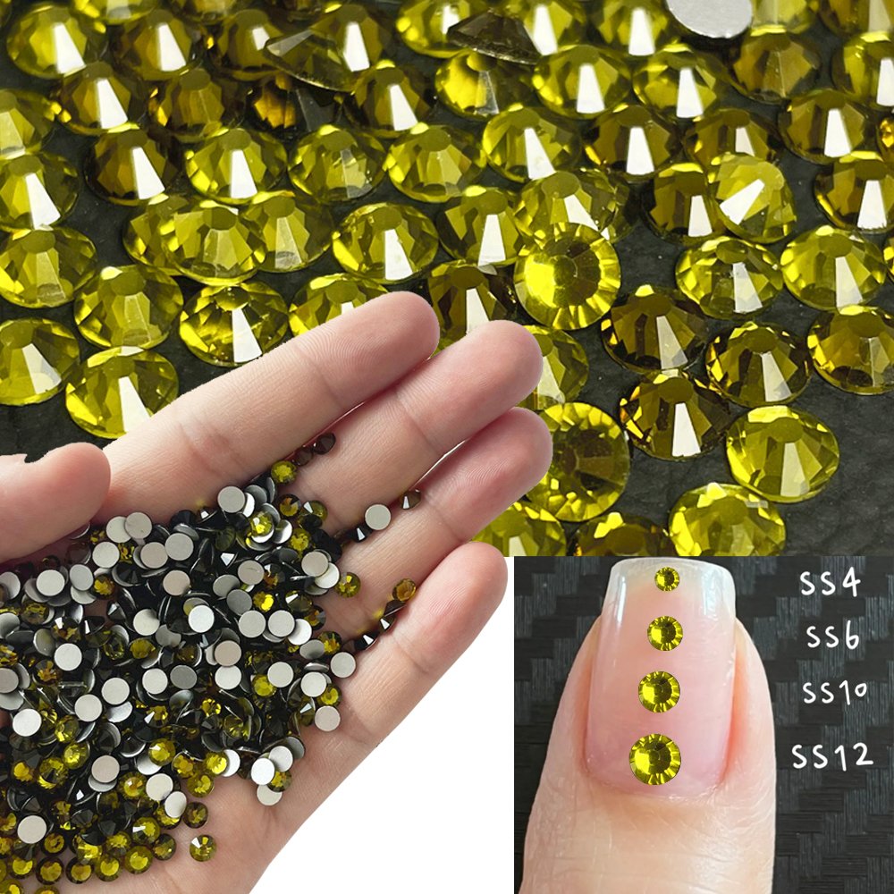 Wholesale SS3-SS30 Olivine Flat Back Rhinestone Strass Non Hot Fix Rhinestone Glass Trade Assurance Silver Foil 1 Bag Flatback