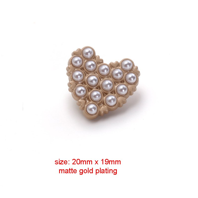 small moq accept fancy custom gold plate shank heart shaped rhinestone pearl metal buttons for woman clothes