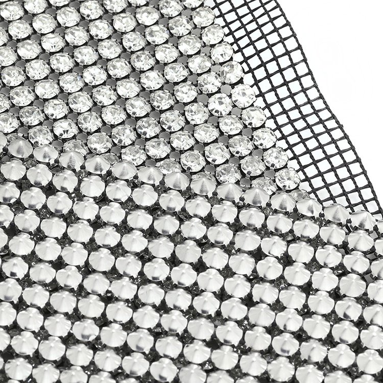 Wholesale high quality 24 row Mesh cloth headband ornament accessories rainbow crystal rhinestone mesh