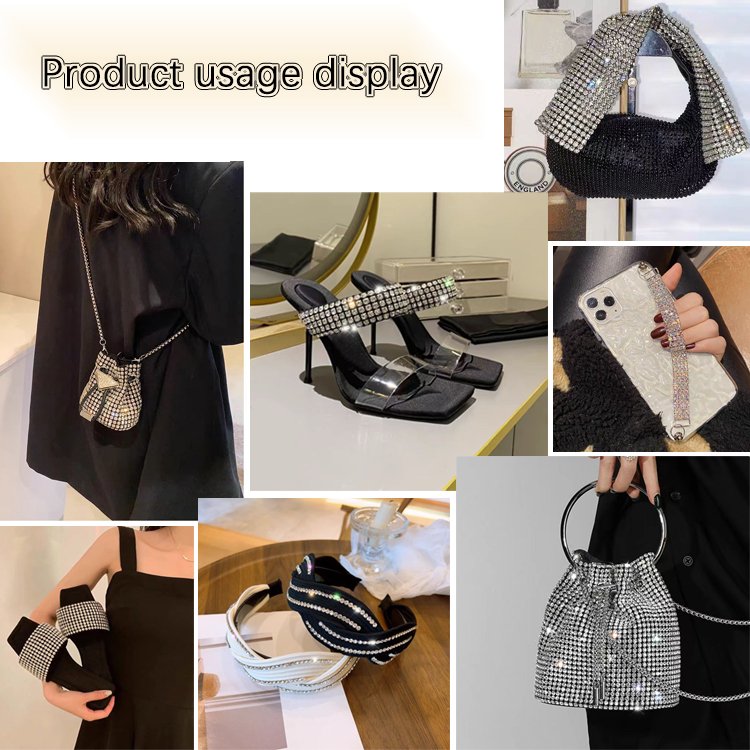Wholesale high quality 24 row Mesh cloth headband ornament accessories rainbow crystal rhinestone mesh