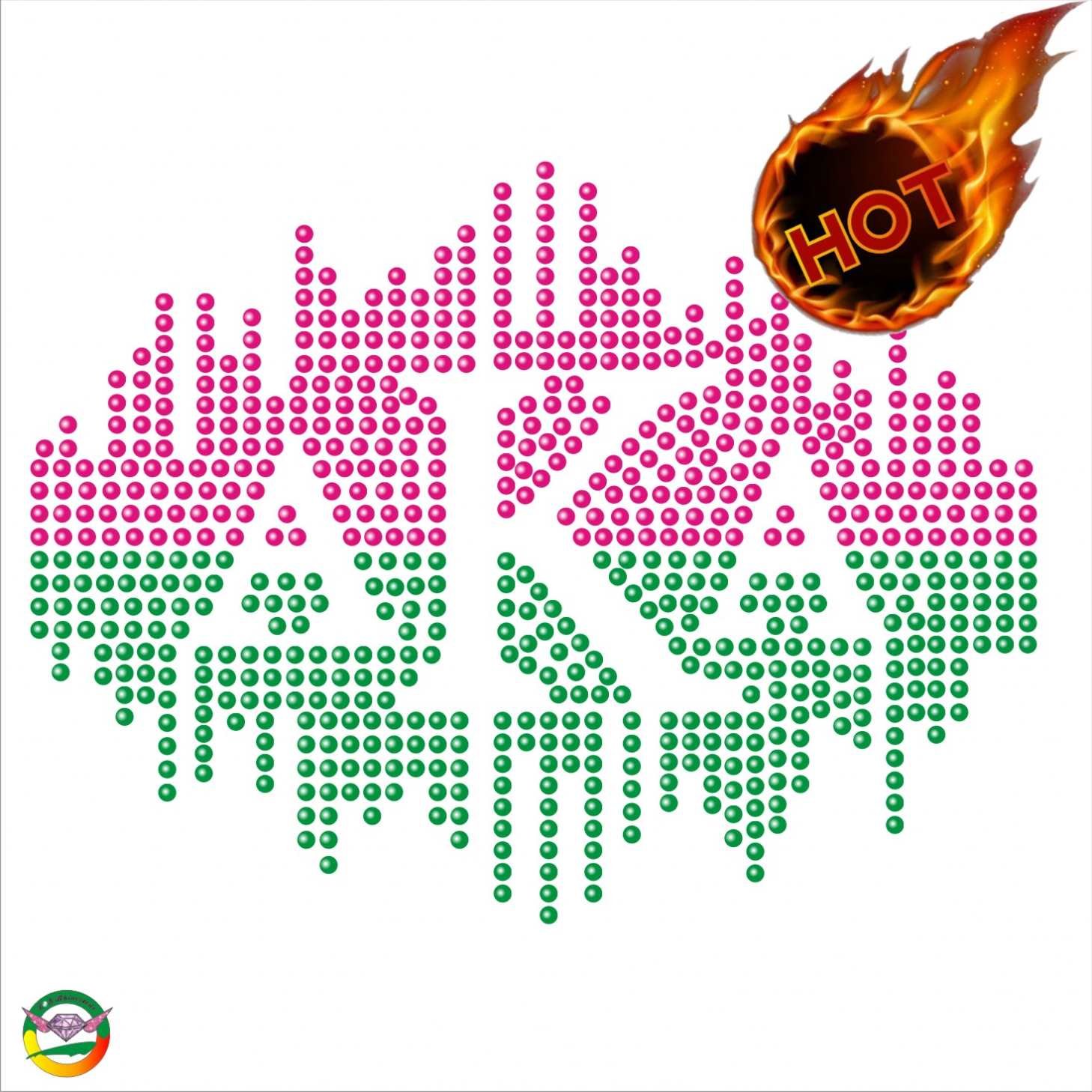 Factory Direct Sale Pink and Green AKA 1908 Rhinestone Transfer Custom Sorority Rhinestone Iron On Applique for Shirt