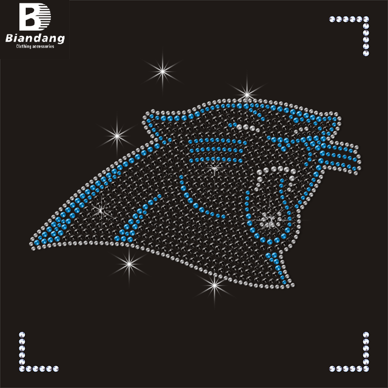 Popular Shiny Sport Team Logo Rhinestone Iron On Hot Fix Motif Custom Bling Crystal Rhinestone Heat Transfer Designs