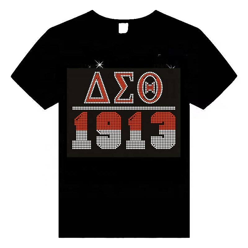 Delta Sigma Theta Rhinestone Heat Transfers Design iron on Custom Rhinestone Motif Transfer Delta Sigma Theta Ready to Press