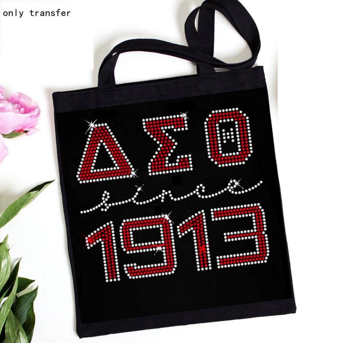 Delta Sigma Theta Rhinestone Heat Transfers Design iron on Custom Rhinestone Motif Transfer Delta Sigma Theta Ready to Press