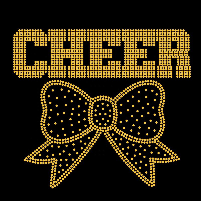 New Cheer Bow Rhinestone Transfer Hotfix Rhinestone Iron On Heat Transfer Cheer Design Motif Applique Patch Bling Ready to Press