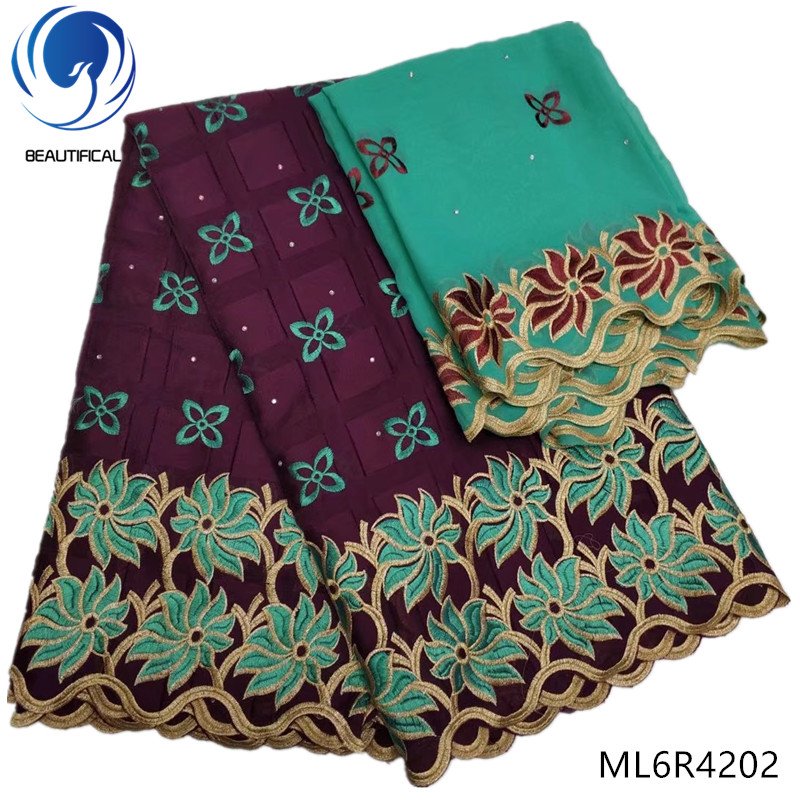 Beautifical embroidery lace rhinestones cotton dressing swiss voile fabric ML6R42