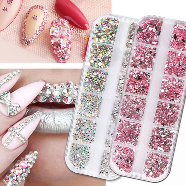 3D Nail Art Glass Crystals Nail Rhinestones Charms New Fashion Press On Nails With Rhinestones
