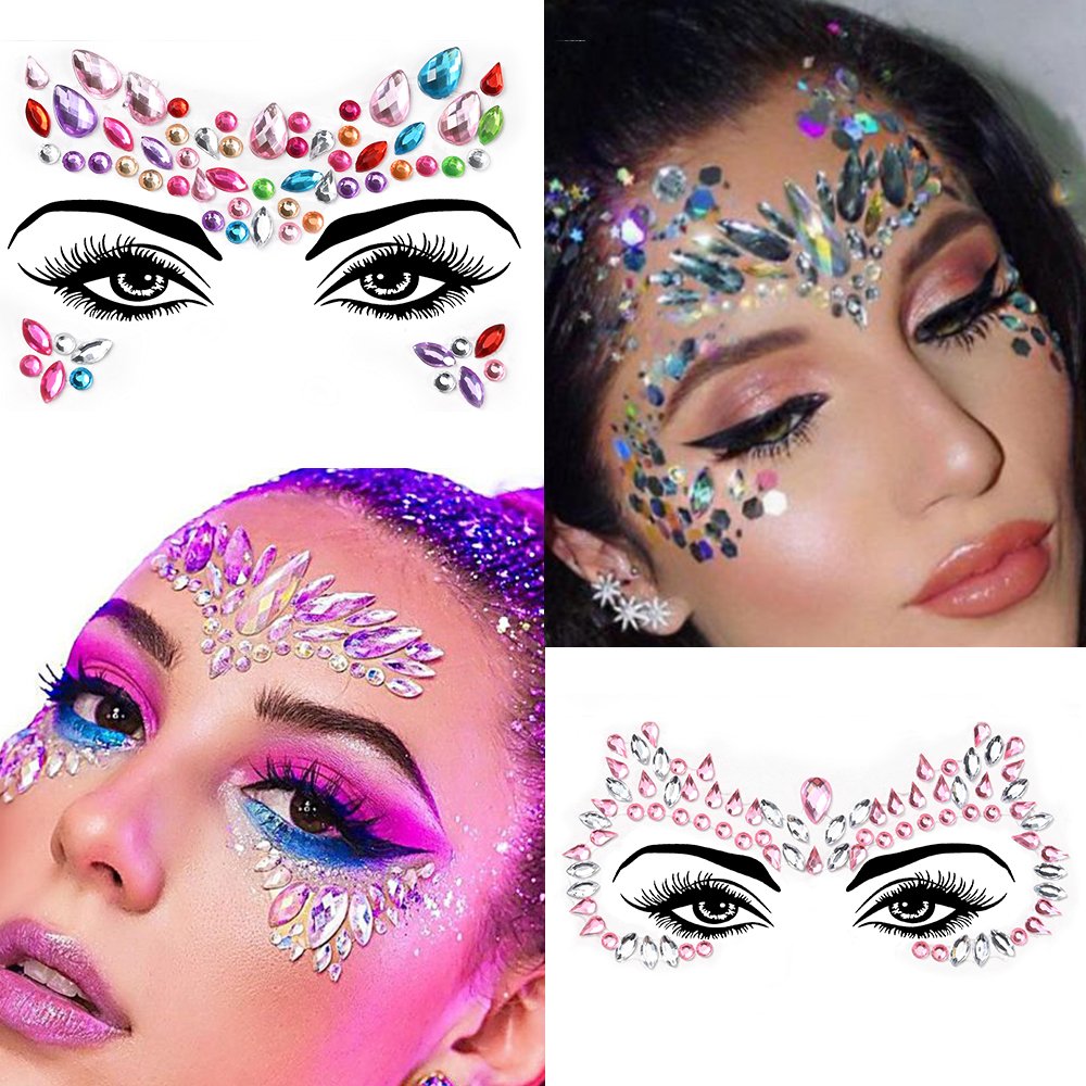 3D Rhinestone Face Tattoo Stickers For Festival Glitter Makeup Jewelry Sticker On Face Crystals Gem Jewels Diamonds Decoration