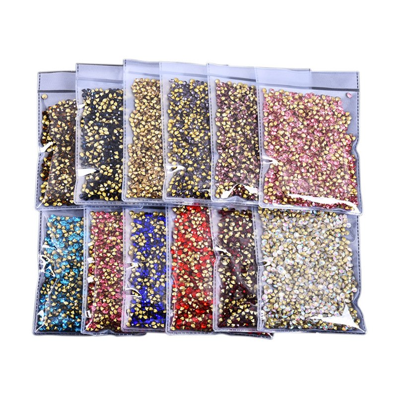 Customized Non Hotfix Rhinestones Decoration DIY Multiple Colors Pointback Rhinestone Machine Cut 1 Bag Glass Rhinestones