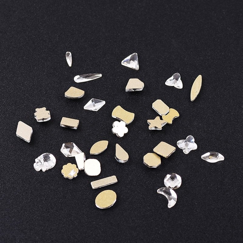 Shaped Crystal Stones Mixed Various Shapes Glass Rhinestone Non Hot Fix Flat Back Glass Women Shoes Machine Cutting Lead Free