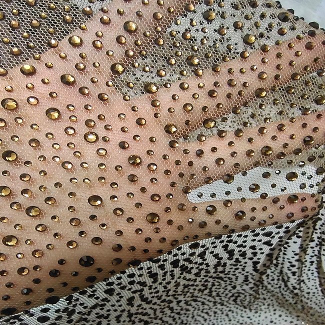 Telas pedreria al por mayor tulle fabric with rhinestones high density diamond net fabric for dancing dress