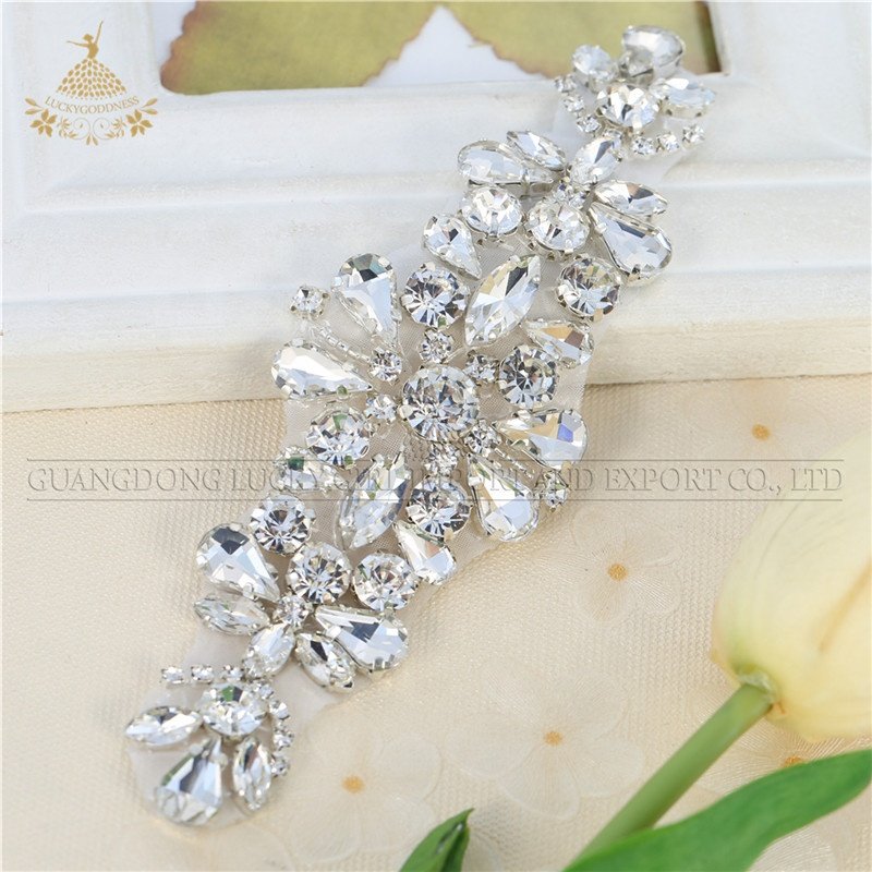 Bridal dress decorations rhinestone applique crystal patches for sashes