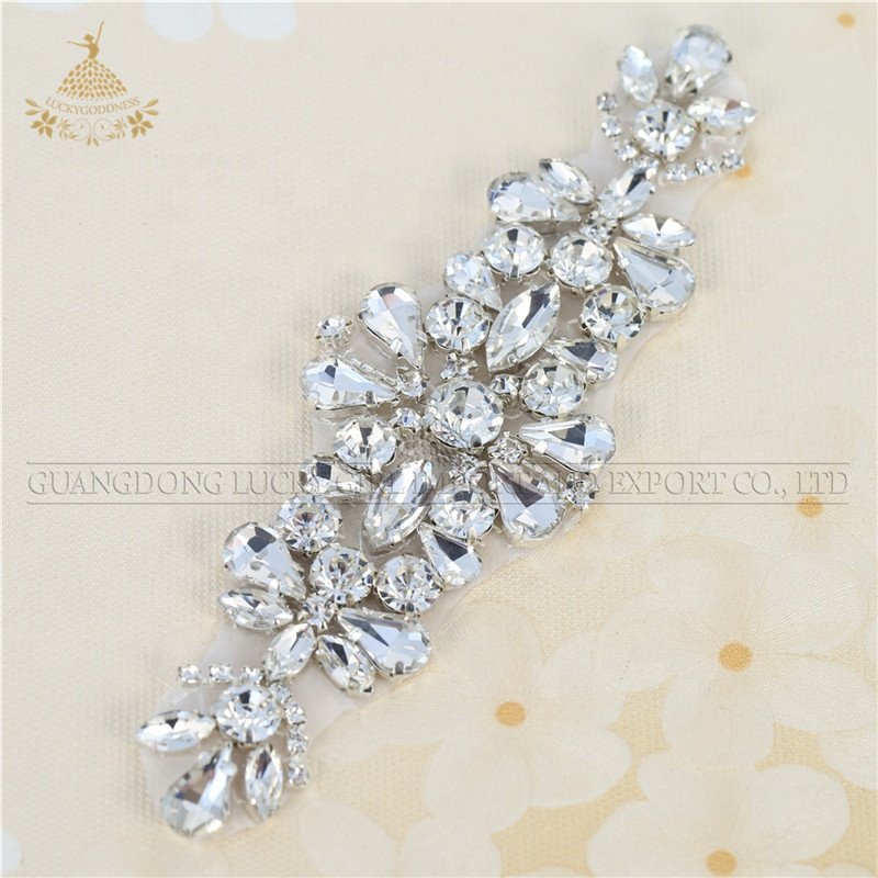 Bridal dress decorations rhinestone applique crystal patches for sashes