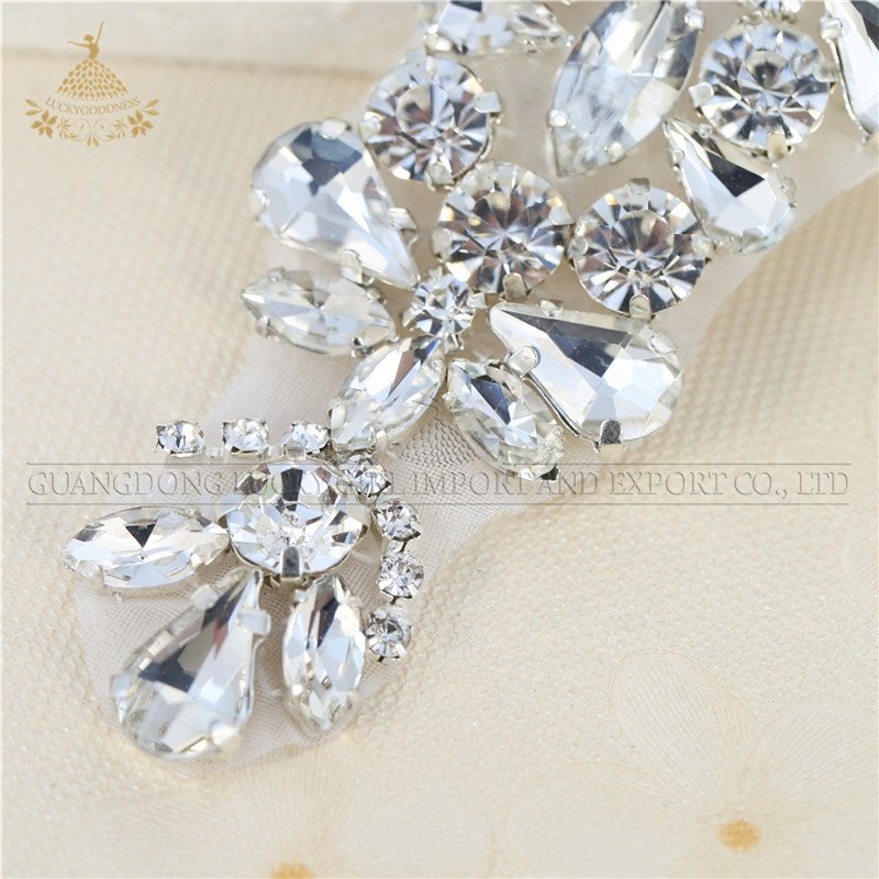 Bridal dress decorations rhinestone applique crystal patches for sashes