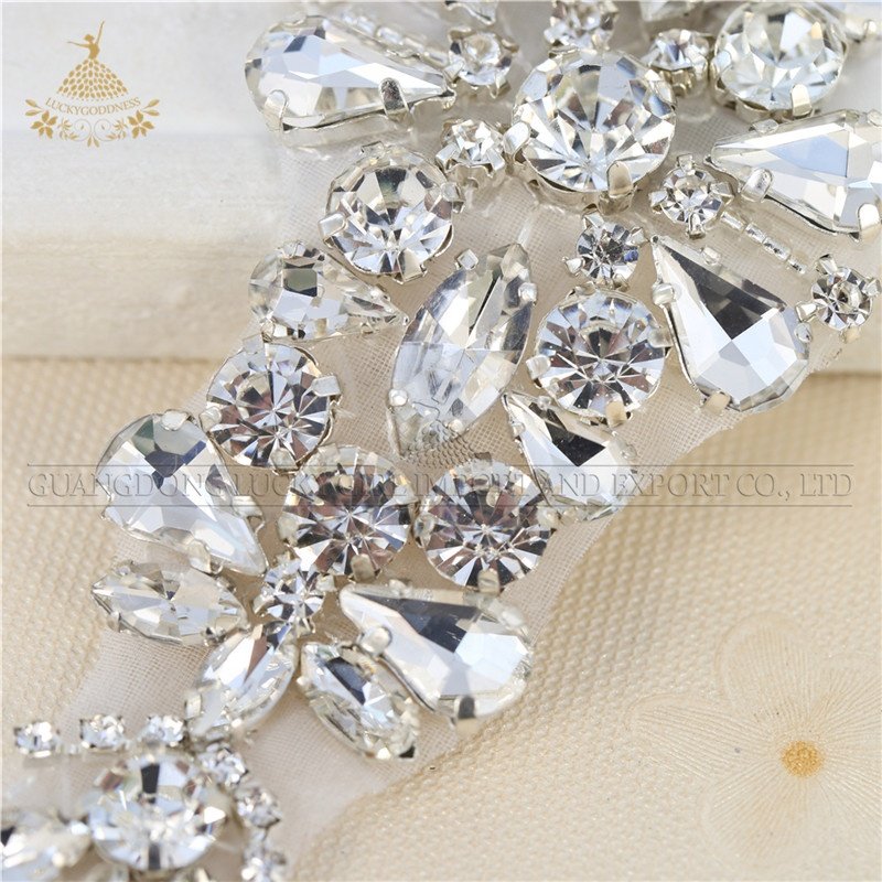 Bridal dress decorations rhinestone applique crystal patches for sashes