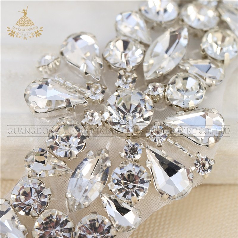 Bridal dress decorations rhinestone applique crystal patches for sashes