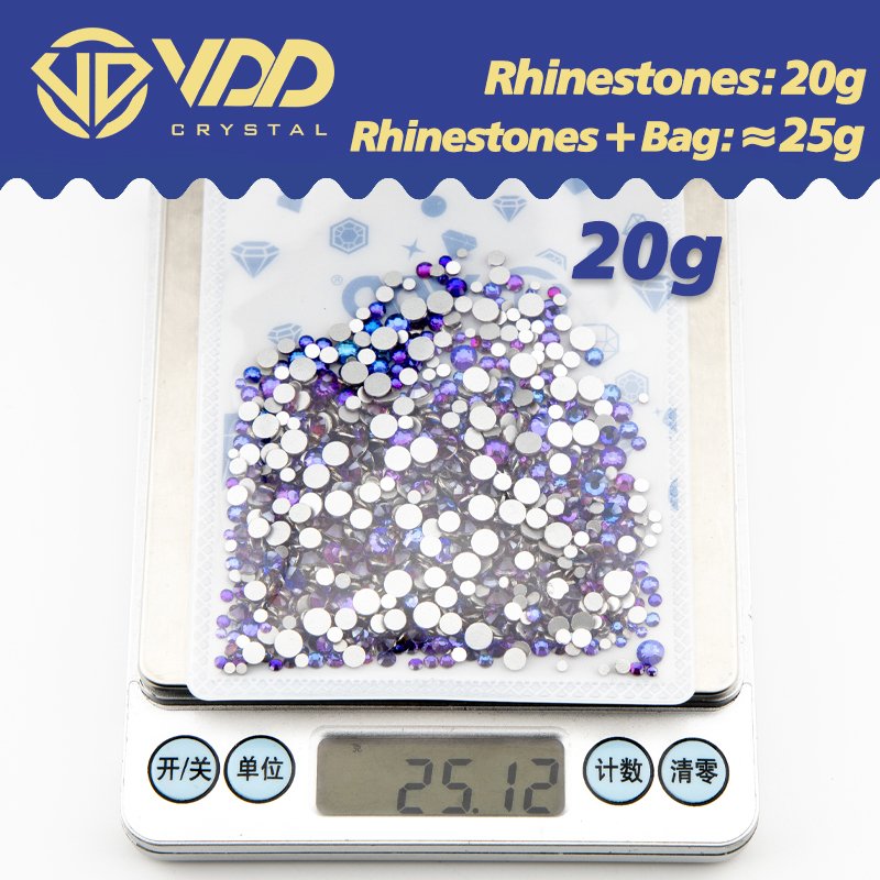 VDD Wholesale High Quality New Color SS6-SS20 Mix Size Glass Rhinestones Crystal Flat Back Stones Nail Art Craft DIY Decorations