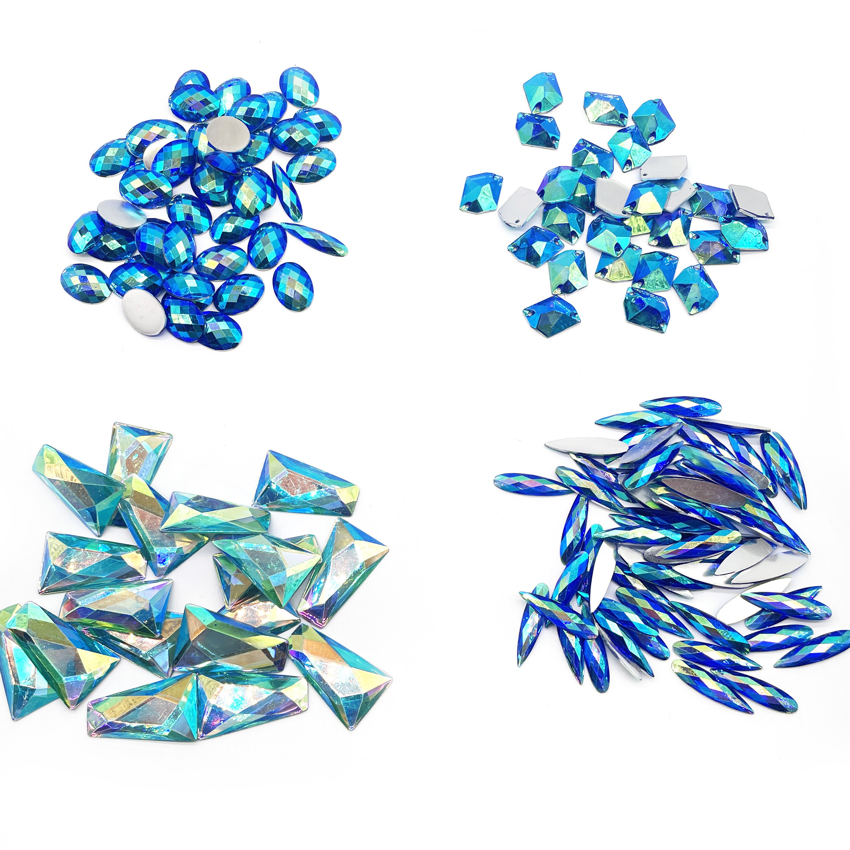 Wholesale 9*36mm Teardrop AB Glue Rhinestone Blue AB Teardrop Gem for Carnival Costume