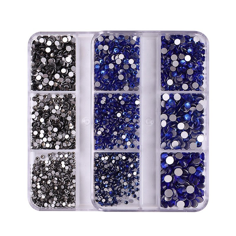 1 Box Mix Sizes Glass Hot Fix Rhinestone Flat Back Crystal Stone Strass Glitters Nail Diamond for DIY Rhinestone Nails