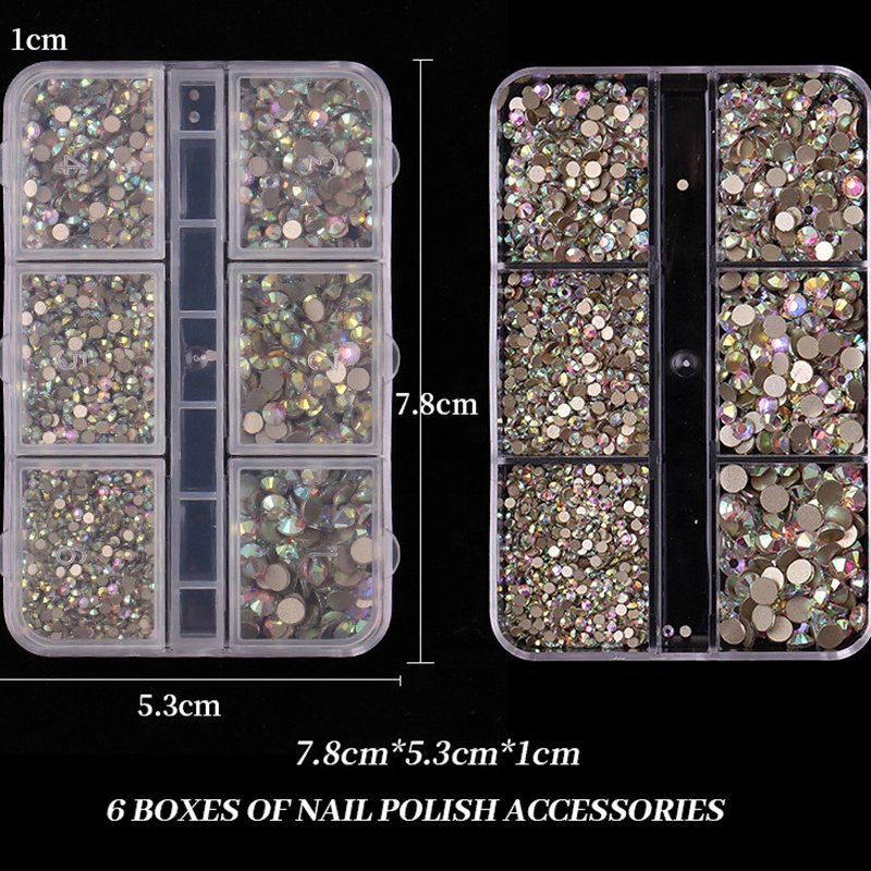 1 Box Mix Sizes Glass Hot Fix Rhinestone Flat Back Crystal Stone Strass Glitters Nail Diamond for DIY Rhinestone Nails