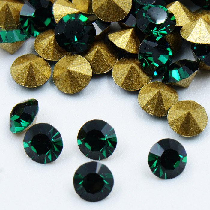 Best quality gold foiled point back MC crystal chaton rhinestone