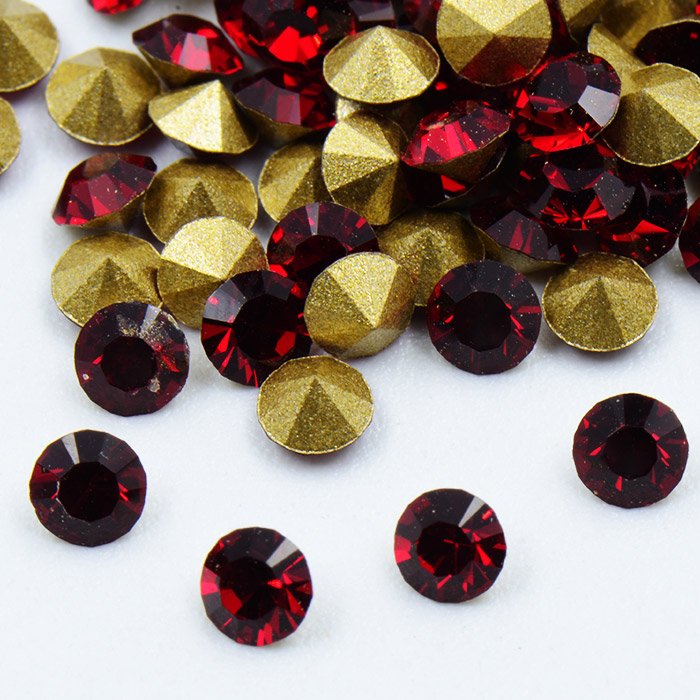 Best quality gold foiled point back MC crystal chaton rhinestone