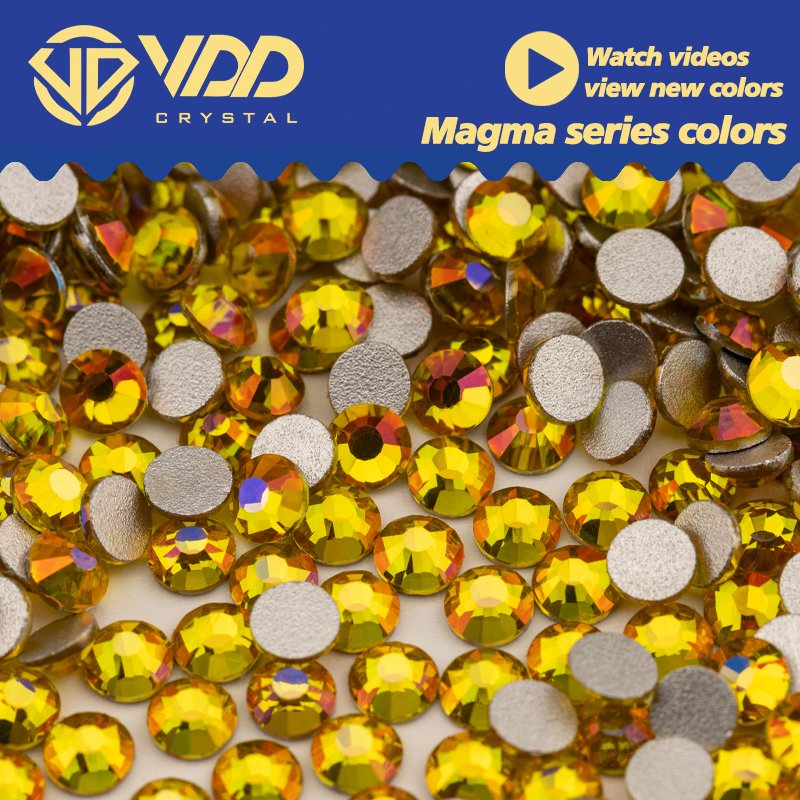 VDD 351 Magma-Citrine SS6-SS30 Glass Rhinestones Crystal Flat Back Glitter Stones Diamond For Nail Art DIY Crafts Accessories