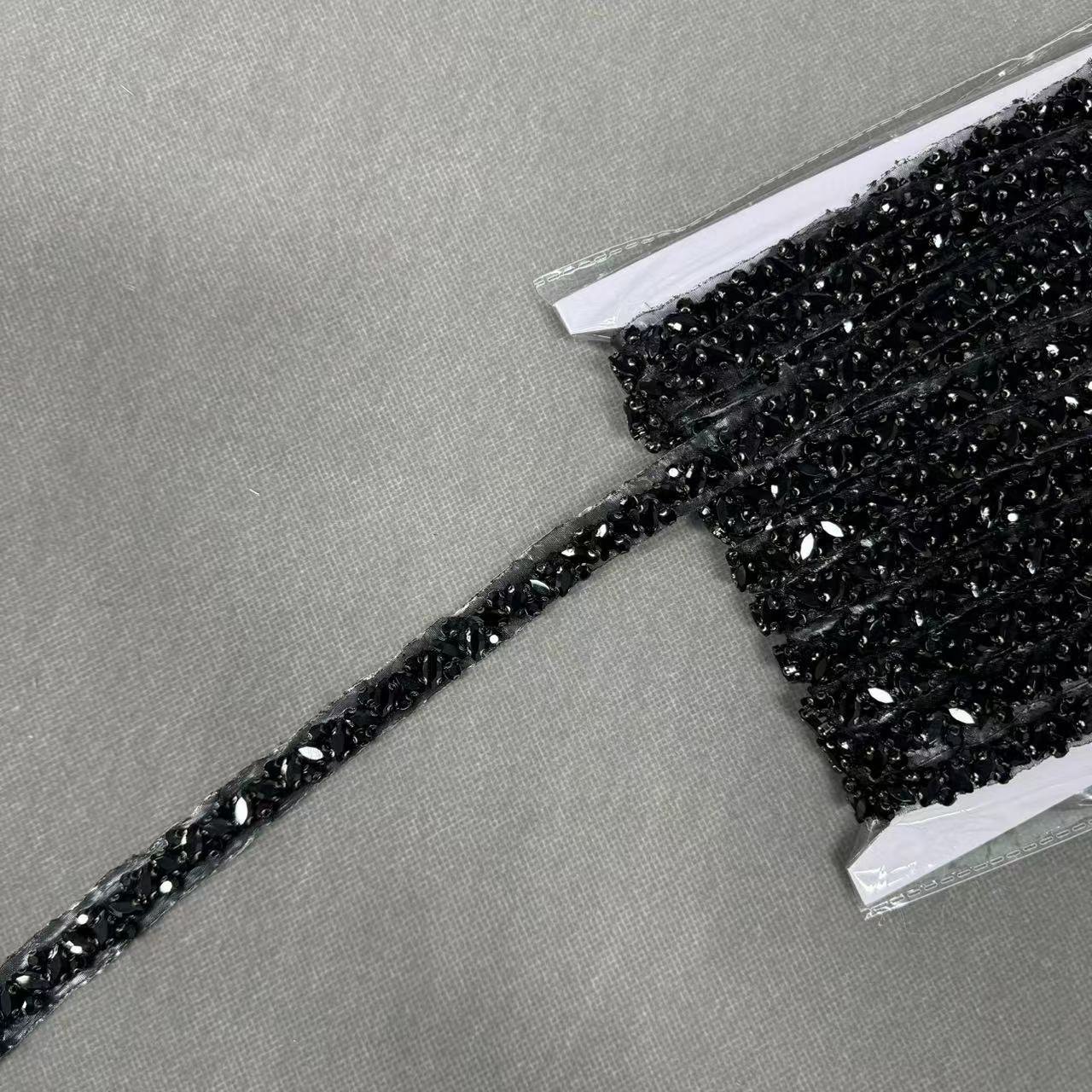 ZSY Bridal silver rhinestone applique trim rose gold beaded crystal trim iron on for wedding dress