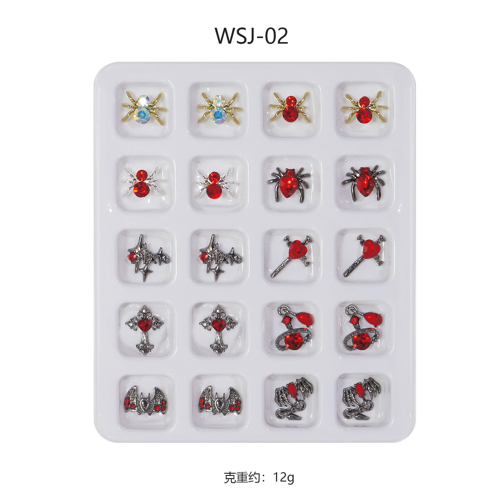 20pcs/box Halloween Nail Art Charms Rhinestones Mixed Styles Gem Metal Alloy Christmas Jewelry Shiny Nail Decorations